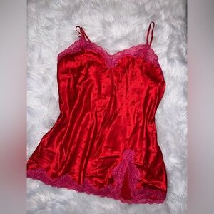 Red and Pink Lace Chemise with heart detail